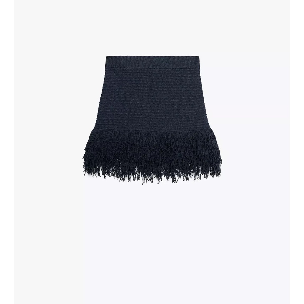 Zara Navy Fringe Skirt